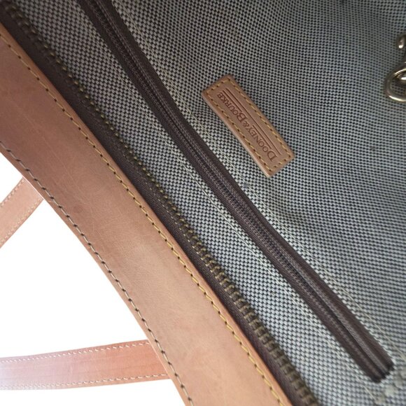 Dooney & Bourke Medium Slim Pouch Leather Trim Canvas Handbag Logo Print - Picture 4 of 9